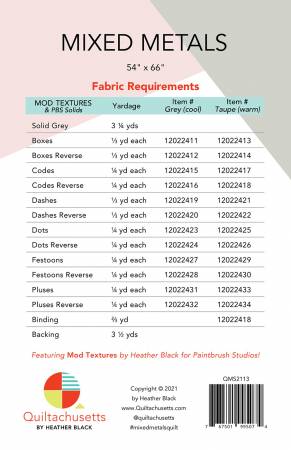 Back of the Mixed Metals Quilt Pattern by Quiltachusetts