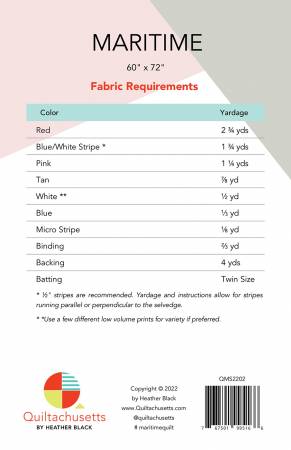 Back of the MARITIME Quilt Pattern by Quiltachusetts