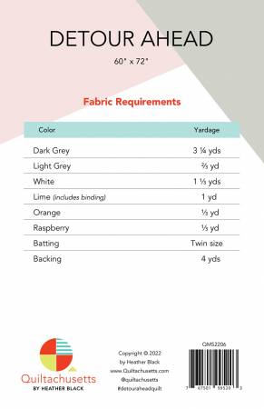 Back of the Detour Ahead Quilt Pattern by Quiltachusetts