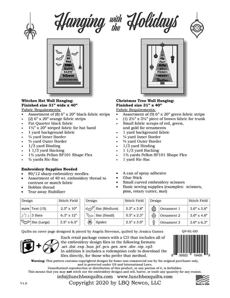 Hanging with the Holidays Applique Machine Embroidery Code and CD