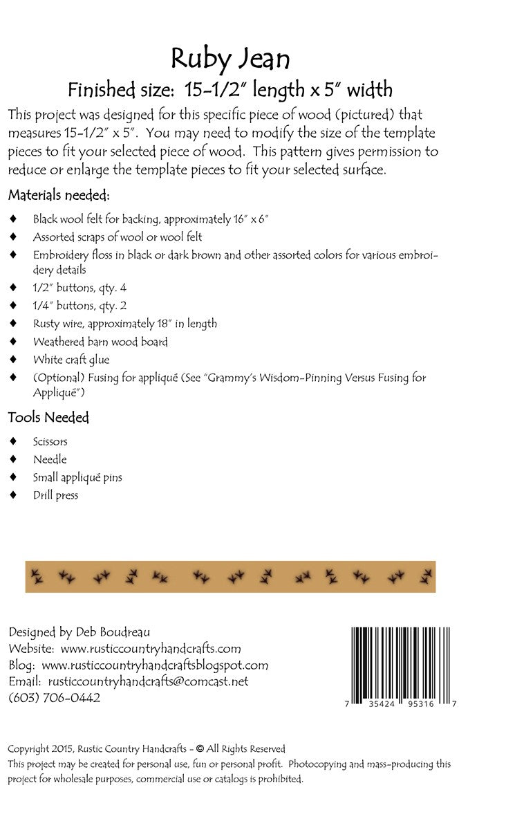 Ruby Jean Wool Applique