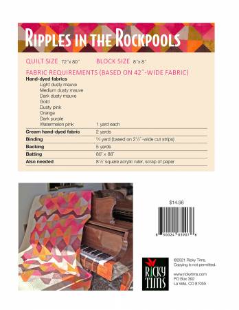 Back of the Ripples in the Rockpools Quilt Pattern by Ricky Tims