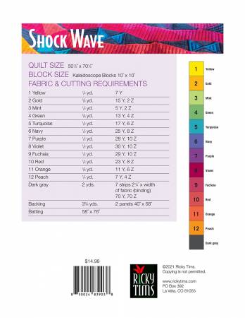 Back of the Shock Wave Quilt Pattern by Ricky Tims