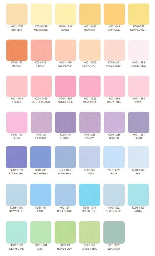 2-1/2in Strips Roll Up Kona Cotton Solids Pastel Palette 41pcs