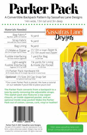 Back of the Parker Pack Pattern by Sassafras Lane Designs