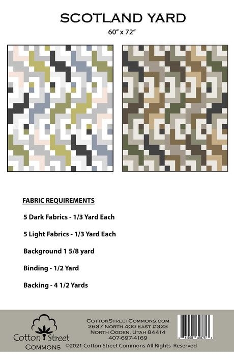 Back of the Scotland Yard Downloadable Pattern by Cotton Street Commons