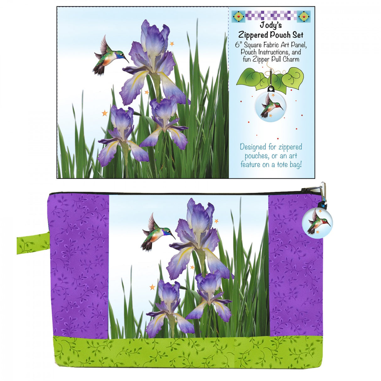 Zipper Pouch Set Iris Hummingbird