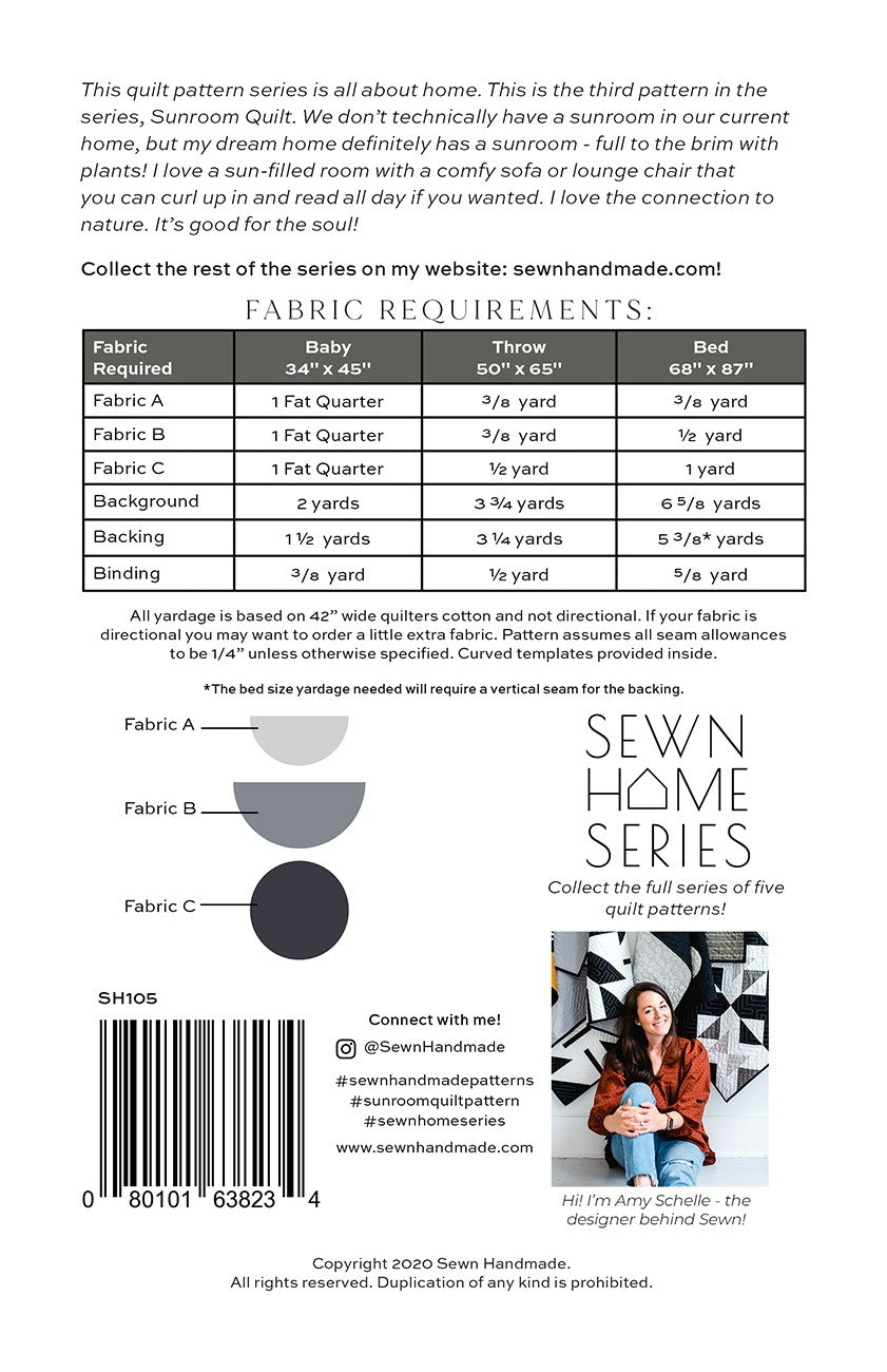 Back of the Sunroom Quilt Pattern