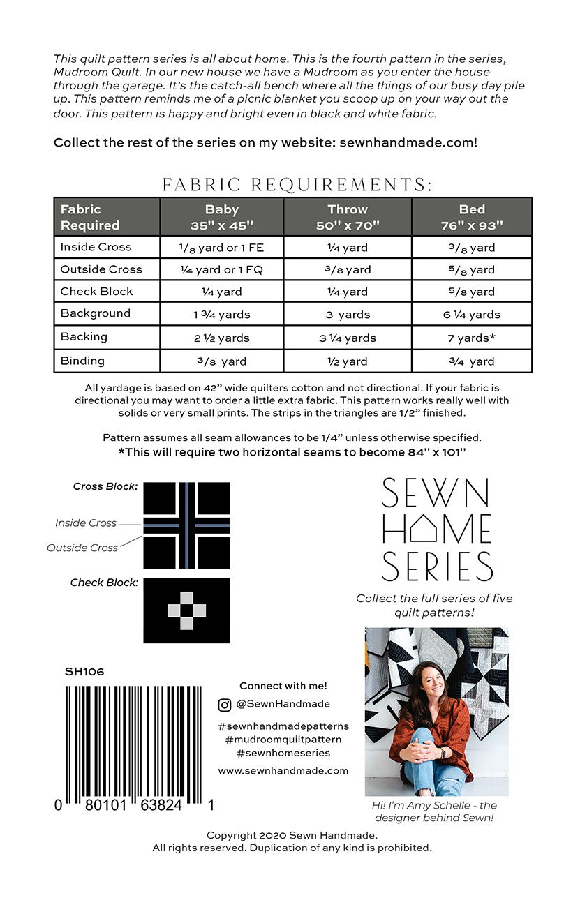 Back of the Mudroom Quilt Pattern by Sewn