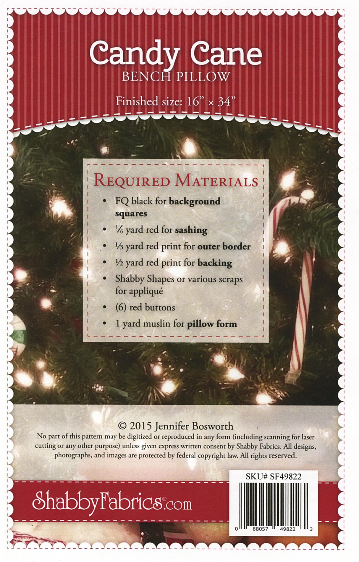 Candy Cane Bench Pillow