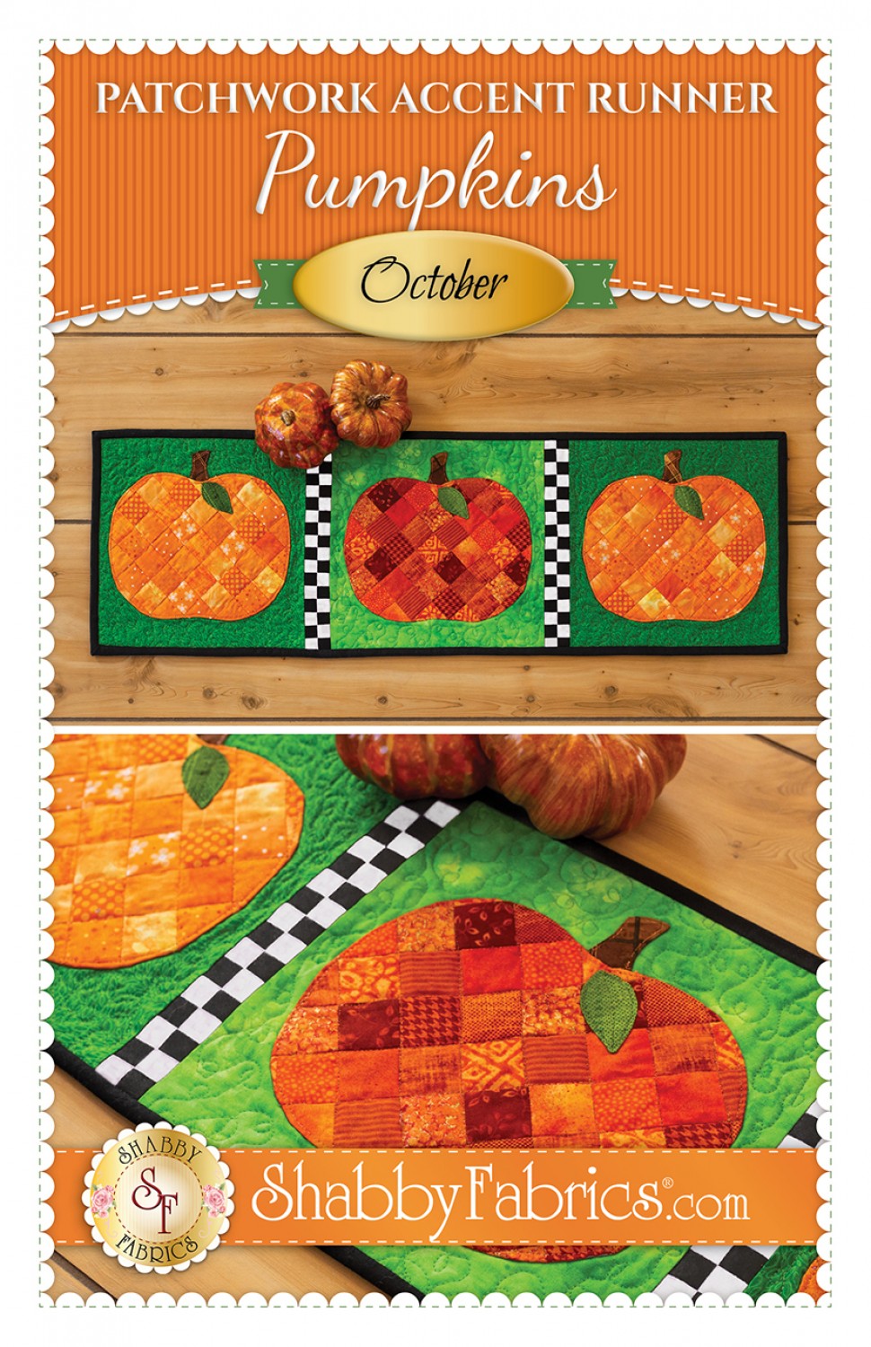 Patchwork Accent Runner Pumpkins October