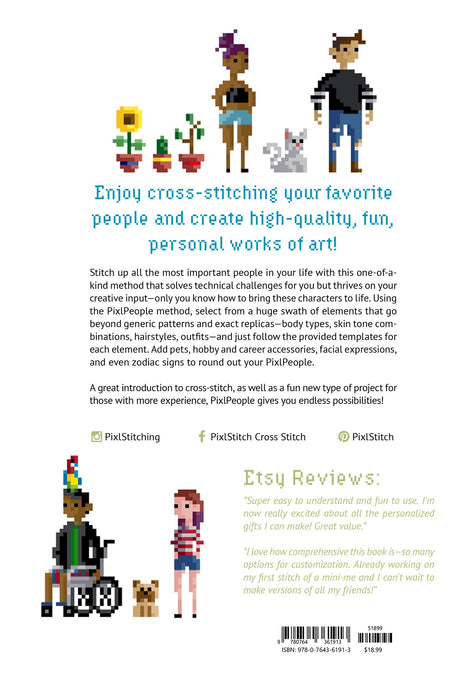 Back of the PixlPeople: Cross-Stitch Your Favorite People by Schiffer Publishing