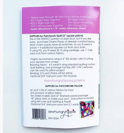 Back of the Patchwork Quilt & Pillow Pattern