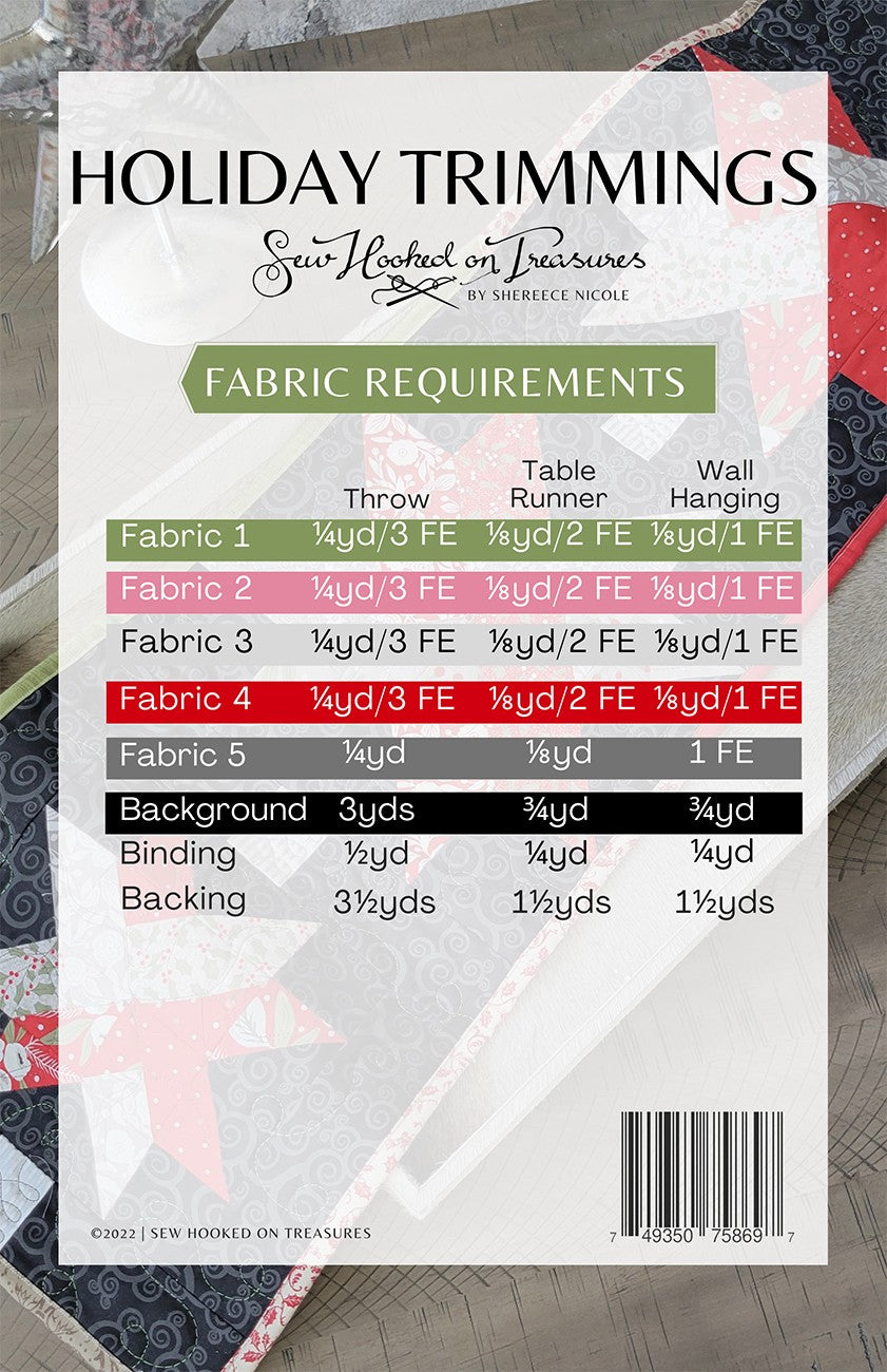 Back of the Sleighbells Quilt Patter by Sew Hooked On Treasures