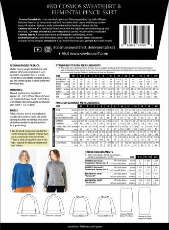 Back of the Cosmos Sweatshirt & Elemental Skirt Pattern