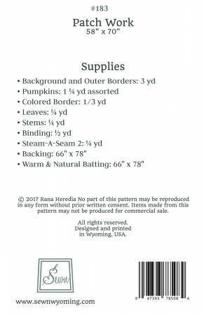 Back of the Patch Work Quilt Pattern by Sewn Wyoming