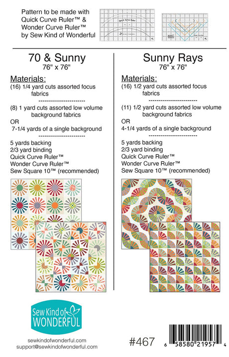 Back of the 70 & Sunny Sunny Rays Quilt Pattern by Sew Kind of Wonderful