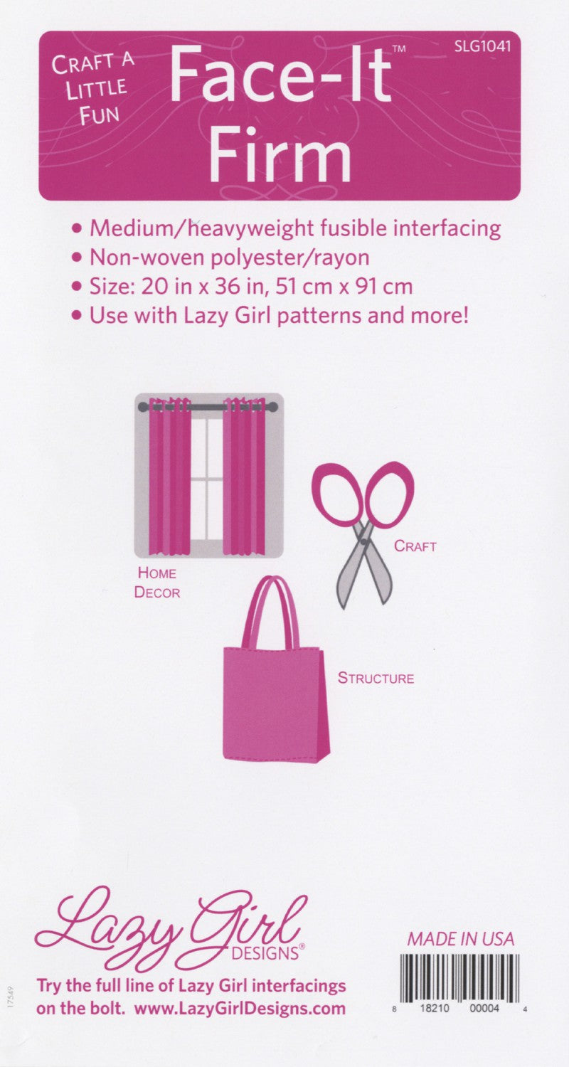 Lazy Girl Face It Firm Fusible 20in x 36in