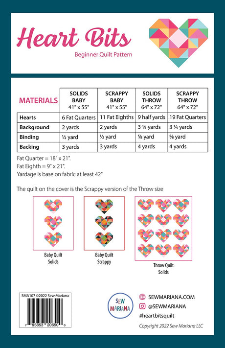 Back of the Heart Bits Quilt Pattern by Sew Mariana