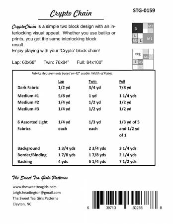 Back of the Crypto Chain Quilt Pattern by Sweet Tea Girls Patterns