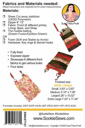 Back of the Calico Crossbody Zipper Bag In the Hoop by Sookie Sews