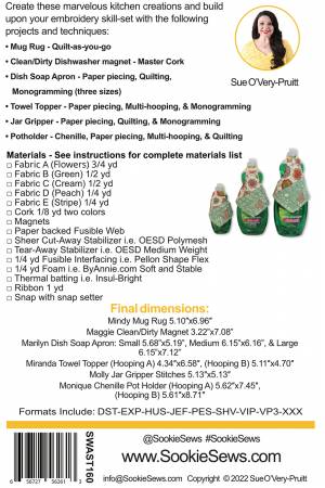 Back of the Marvelous Monogrammed ITH Kitchen Set Pattern by Sookie Sews