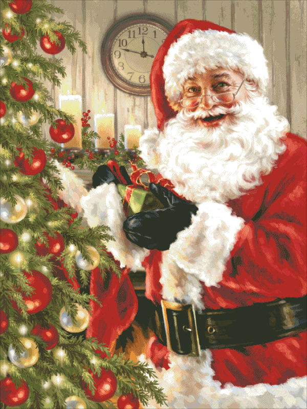 Santa With Glasses Cross Stitch By Dona Gelsinger