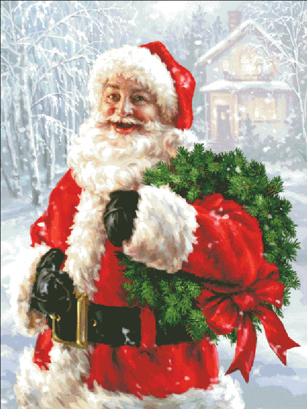 Santas Wreath Cross Stitch By Dona Gelsinger