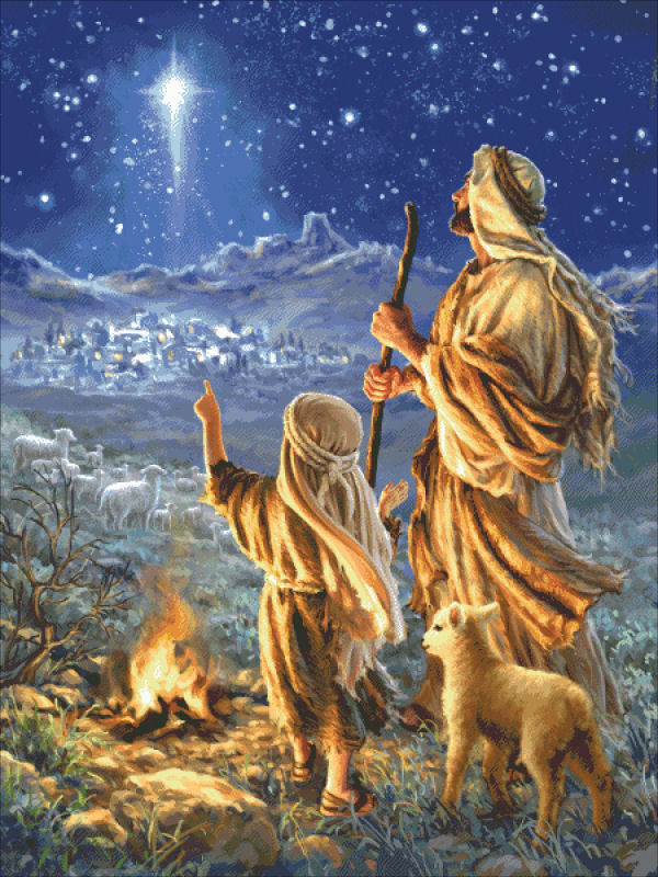 Shepherds Keeping Watch Cross Stitch By Dona Gelsinger