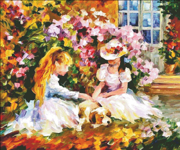 Sisters LA Cross Stitch By Leonid Afremov