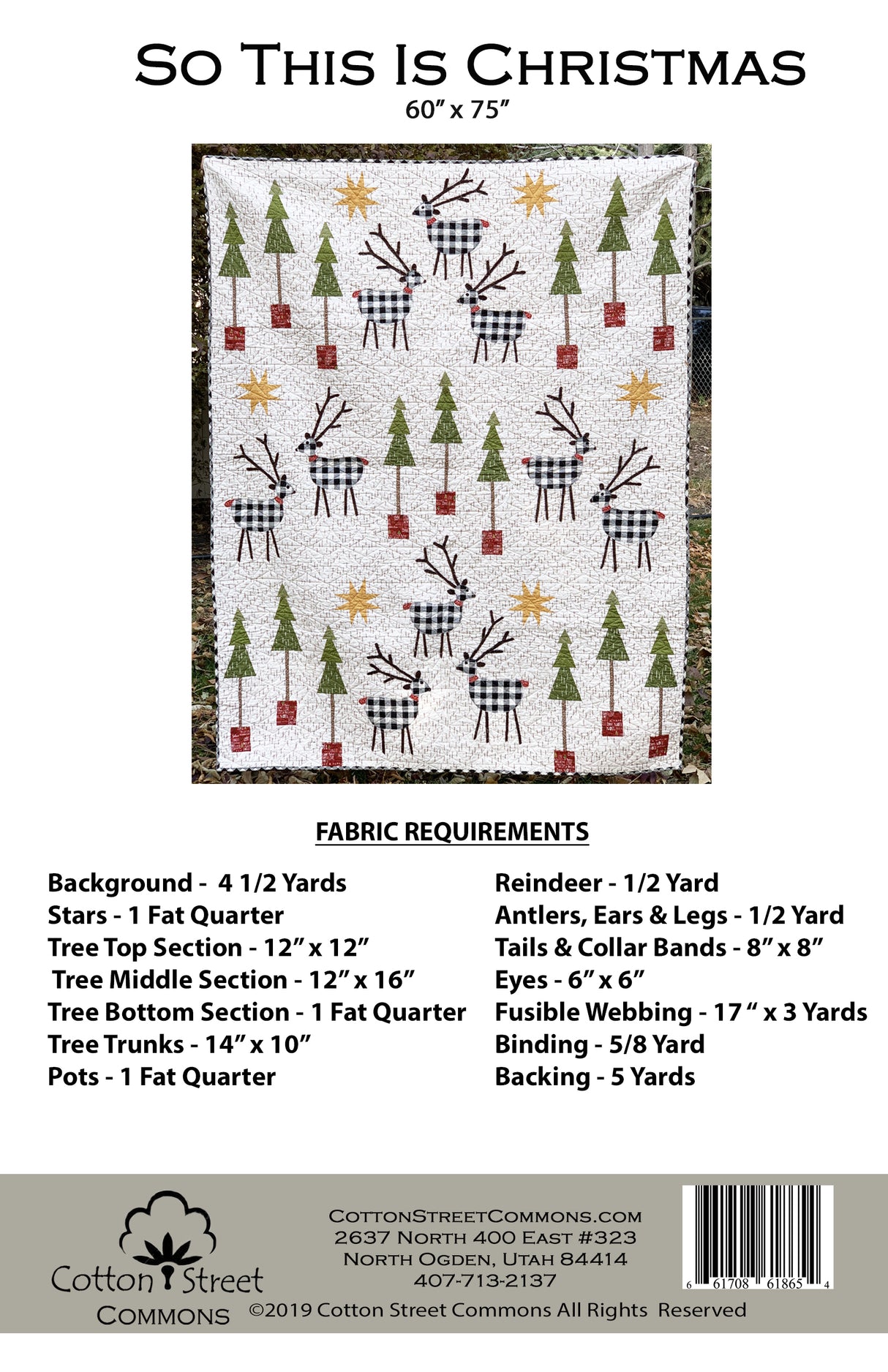 Back of the So This Is Christmas Downloadable Pattern by Cotton Street Commons