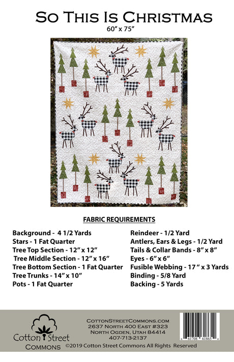 Back of the So This Is Christmas Downloadable Pattern by Cotton Street Commons