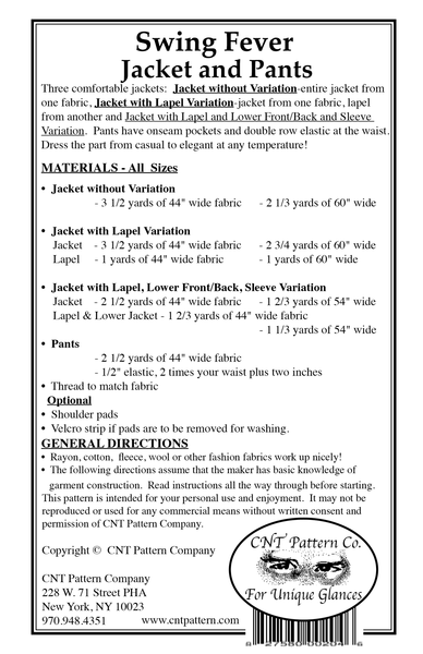 Swing Fever Jacket & Pants Pattern