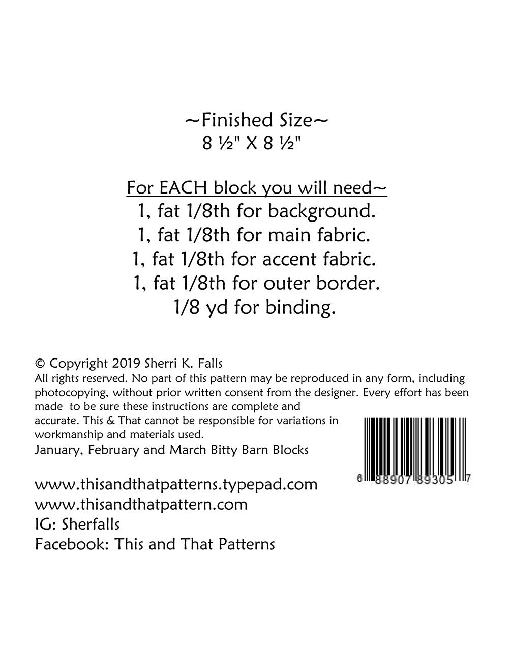 Bitty Barn Blocks January March