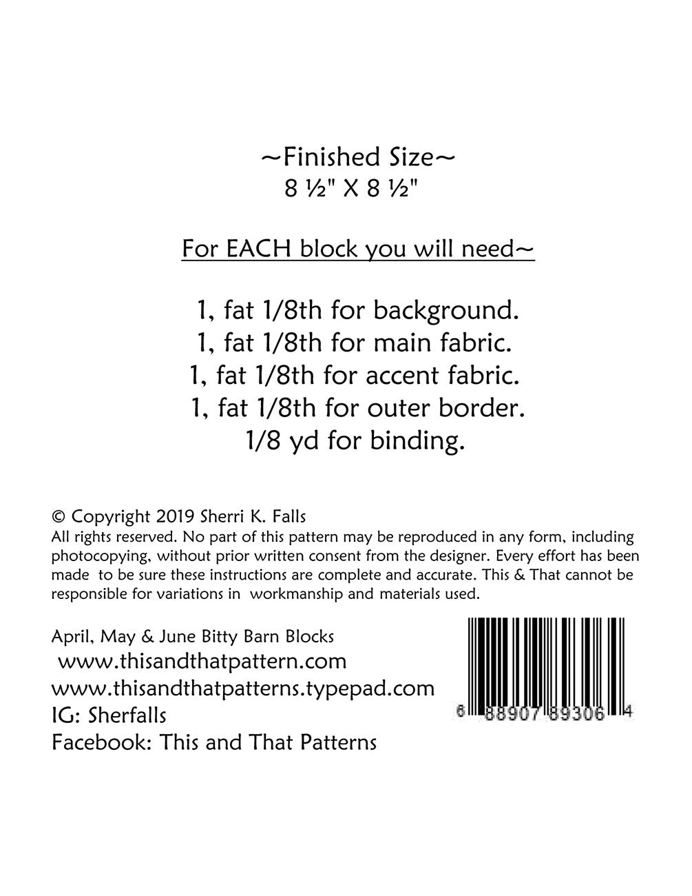 Bitty Barn Blocks April June