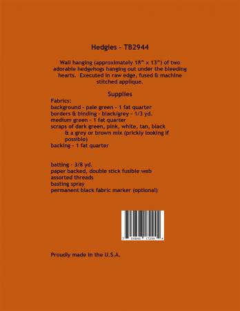 Back of the Hedgies Quilt Pattern by Trouble and Boo Designs