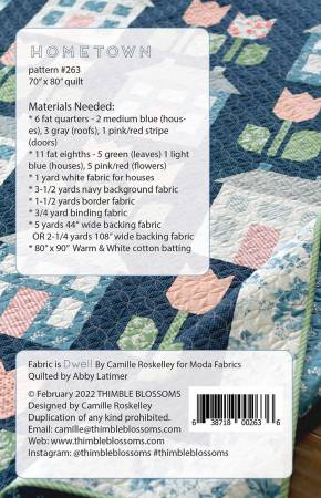 Back of the Hometown Quilt Pattern by Thimble Blossoms