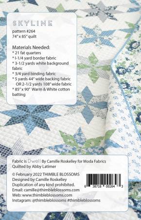 Back of the Skyline Quilt Pattern by Thimble Blossoms