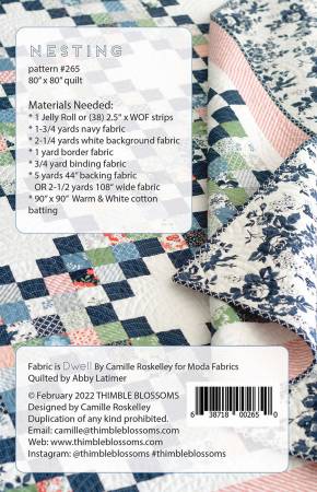 Back of the Nesting Pattern Quilt Pattern by Thimble Blossoms