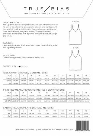Back of the The Ogden Cami simple blouse pattern