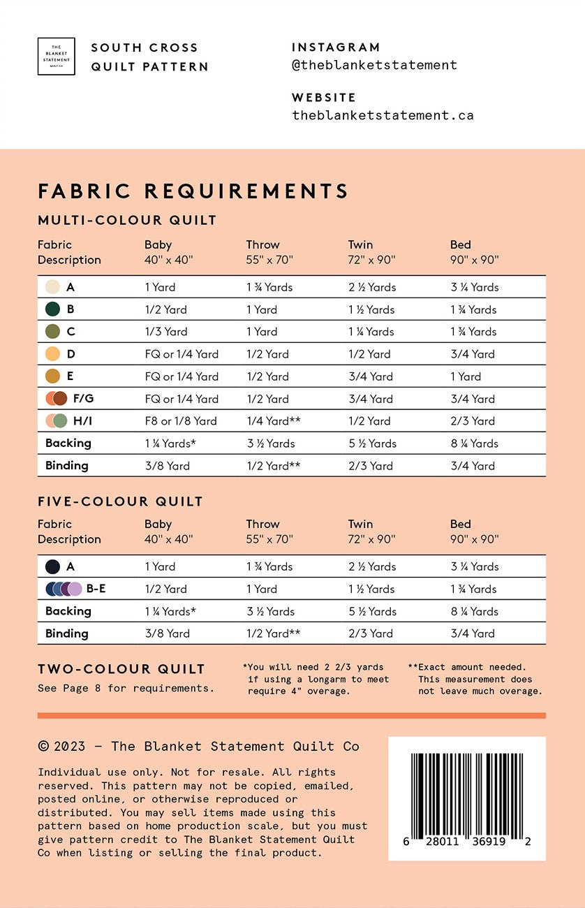 South Cross Quilt Pattern by The Blanket Statement