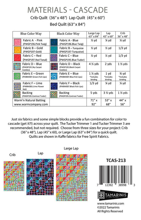 Back of the Cascade Quilt Pattern by Tamarinis