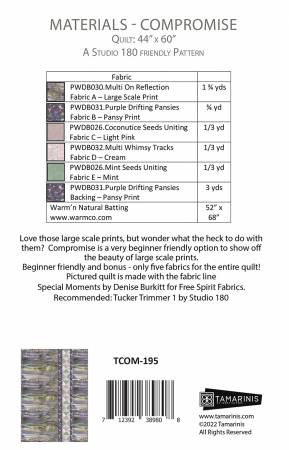 Back of the Compromise Quilt Pattern by Tamarinis
