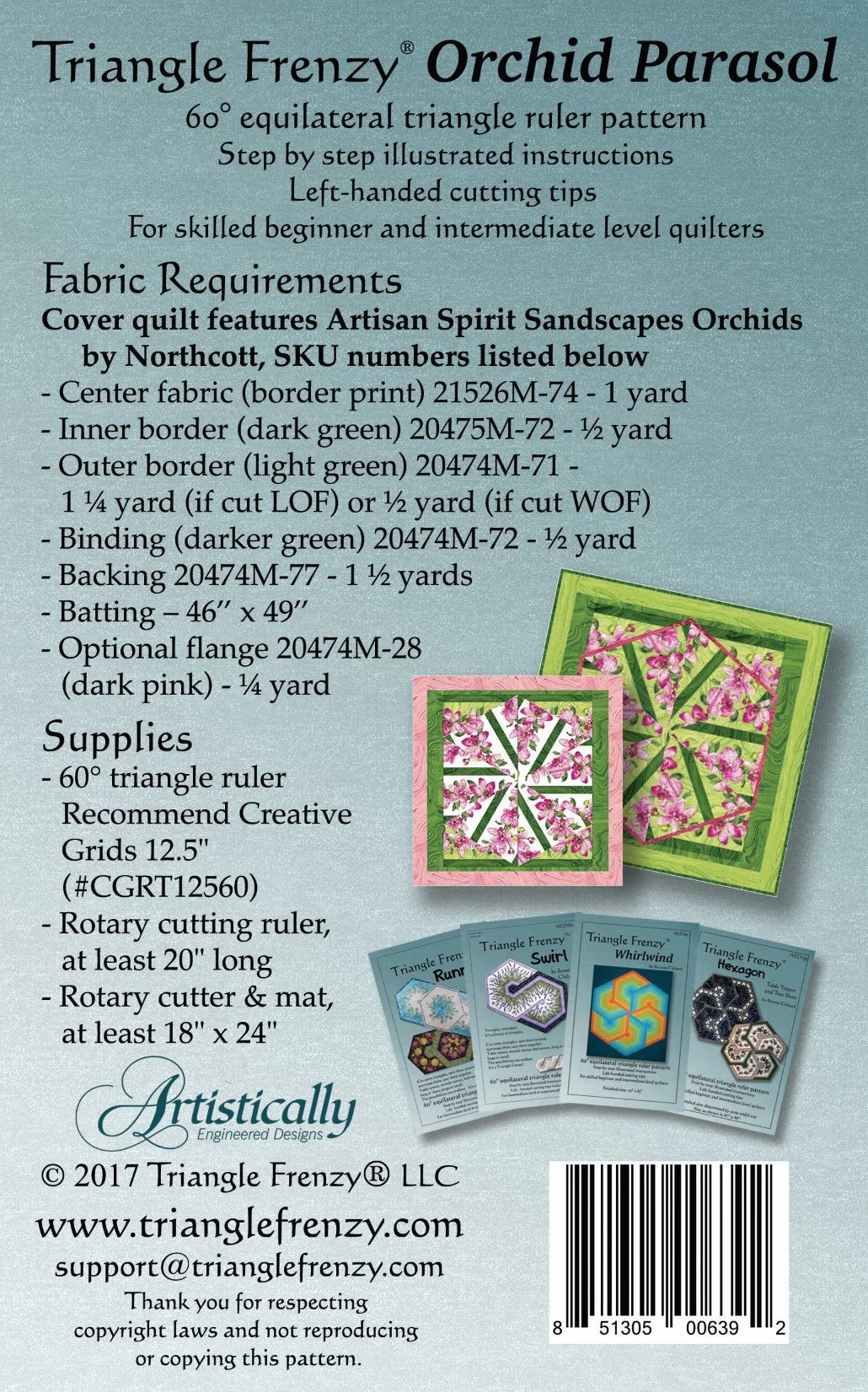 Back of the Orchid Parasol Quilt Pattern by Triangle Frenzy