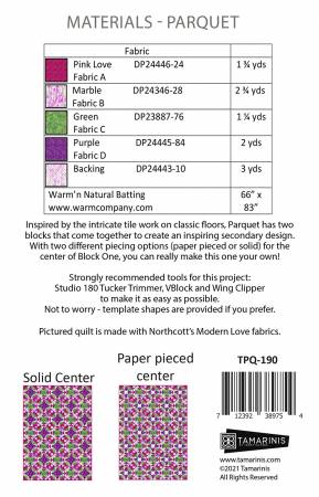 Back of the Parquet Quilt Pattern by Tamarinis