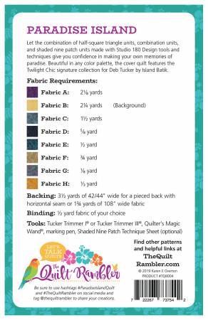 Back of the Paradise Island Quilt Pattern by The Quilt Rambler