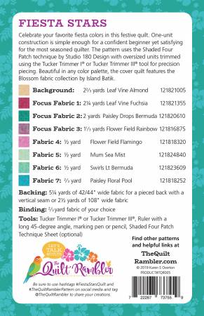 Back of the Fiesta Stars Quilt Pattern by The Quilt Rambler
