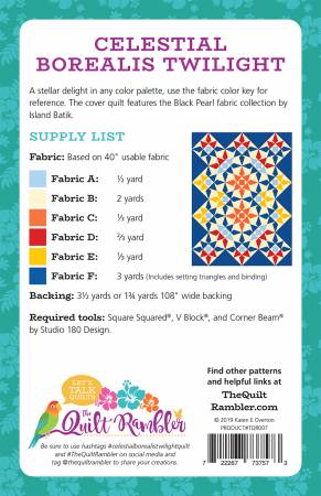 Back of the Celestial Borealis Twilight Quilt Pattern by The Quilt Rambler