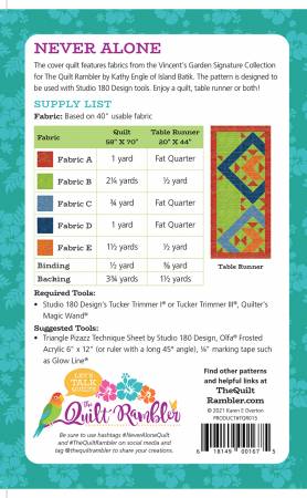 Back of the Never Alone Quilt Pattern by The Quilt Rambler