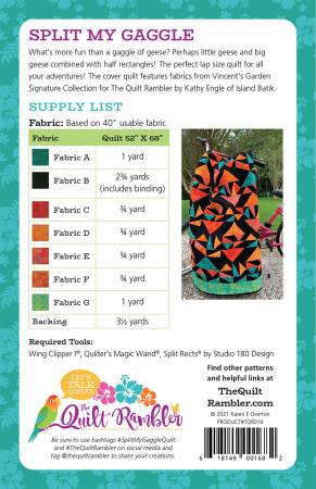 Back of the Split My Gaggle Quilt Pattern by The Quilt Rambler